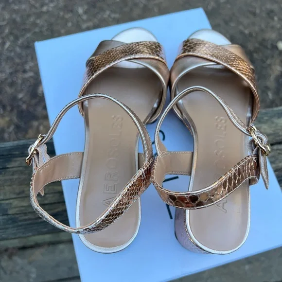 AEROSOLES Cosmos Platform Chunky Rose Gold Metallic Women’s Heel 7M NWT NEW - Picture 6 of 9
